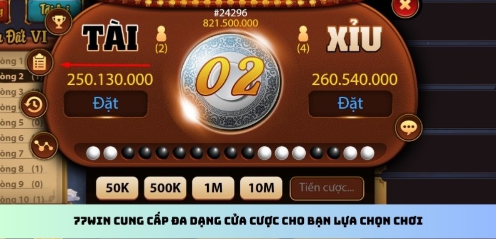 77WIN cung cấp đa dạng cửa cược cho bạn lựa chọn chơi